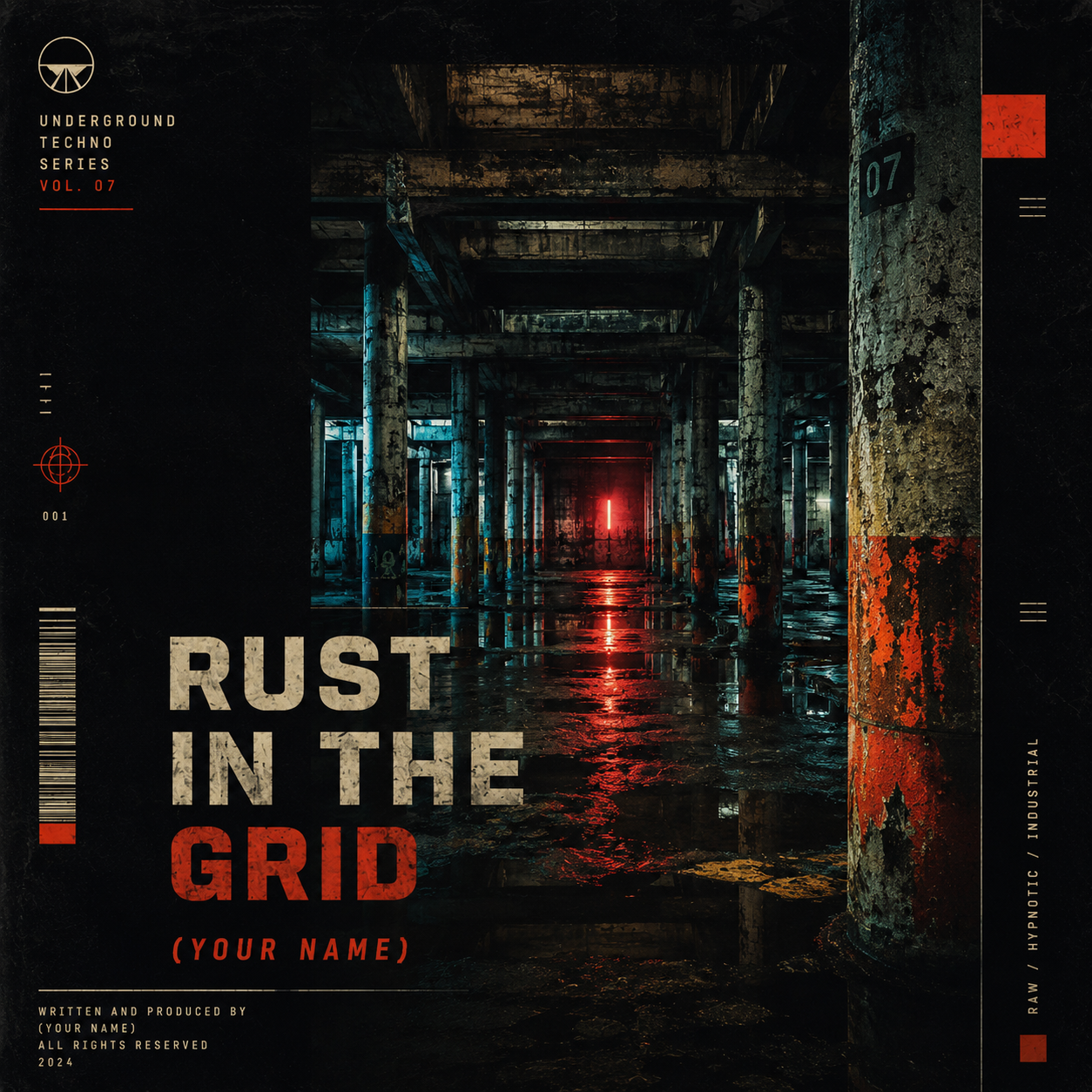 RUST IN THE GRID — Techno ghost produced track artwork